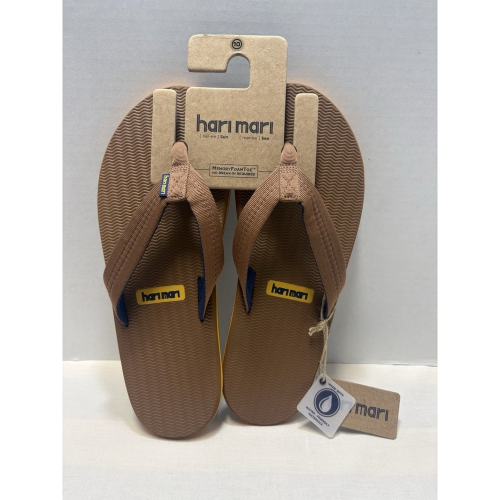 NEW Hari Mari Dunes Mens Size 10 Flip Flops Sandals Tobacco Boat Safe Waterproof